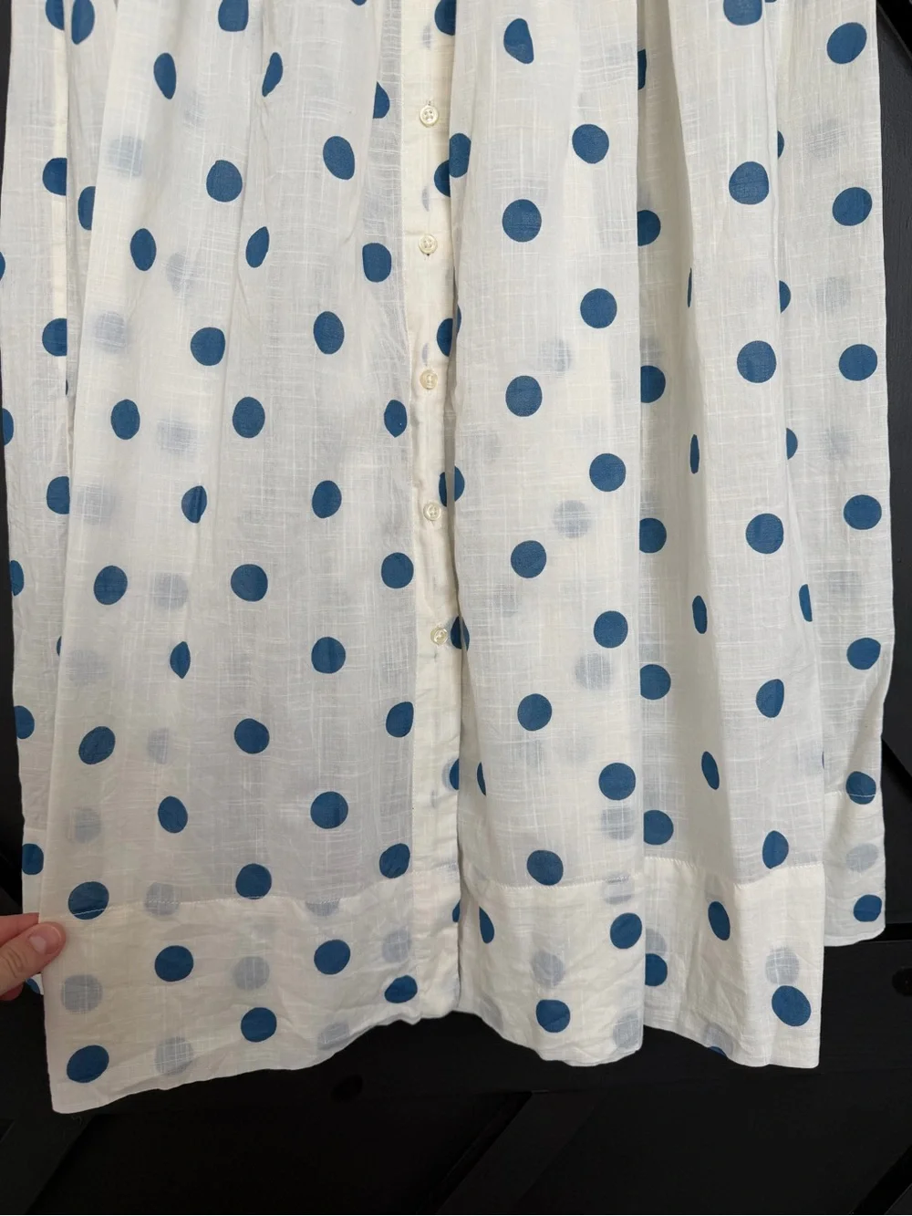 THE GREAT. The Messenger Top & Highland Skirt Polka Dot Set Cream/Blue, Size 1/S